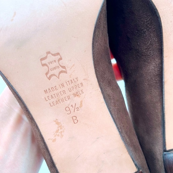 Adrienne Vittadini Brown Suede Womens 9.5 B  Tassel Loafer Heel vintage - Picture 5 of 14